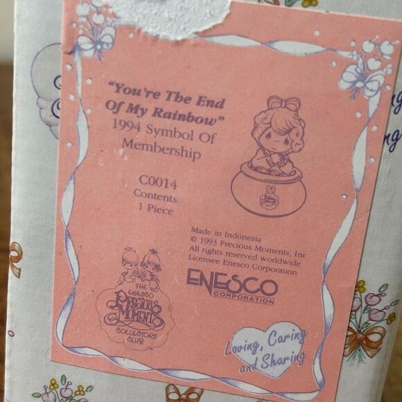 Precious Moments Collectors' Club You Are The End Of My Rainbow Pot of Gold 5" - Picture 10 of 11